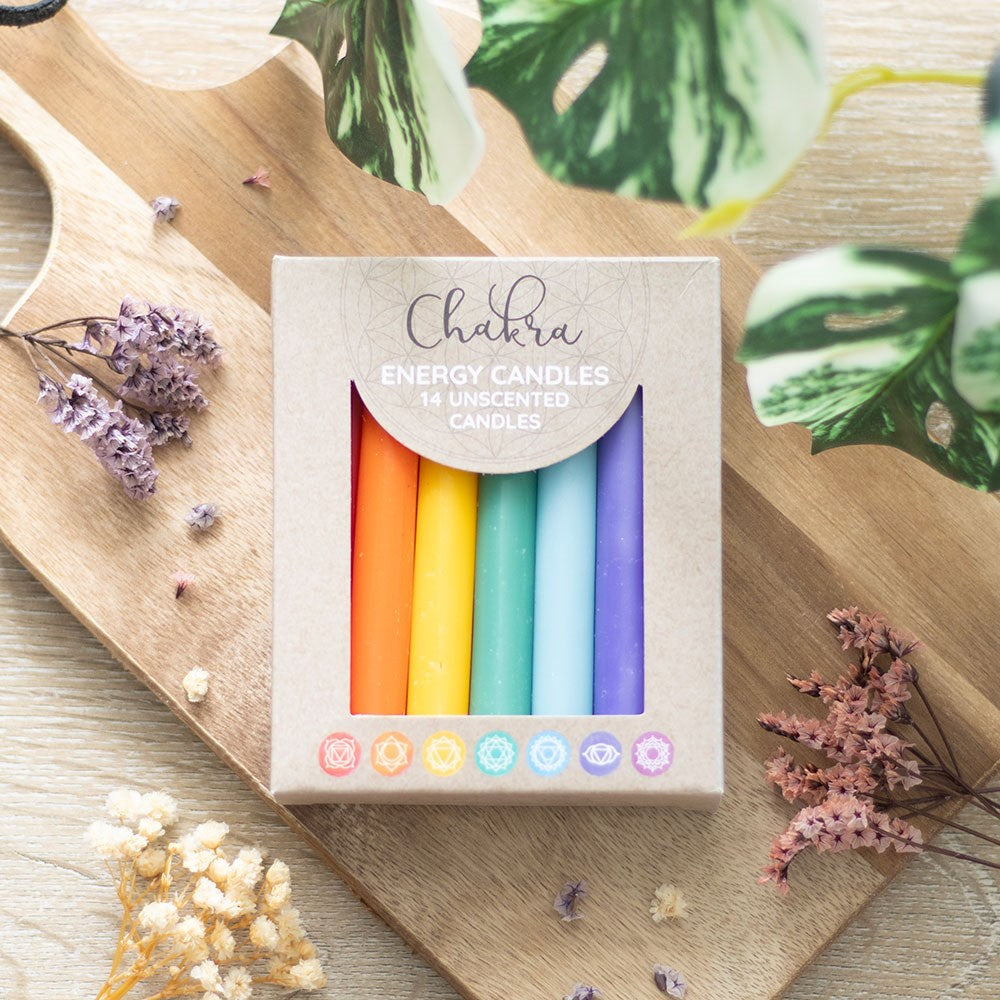 Pack of 14 Unscented Chakra Energy Candles - Rivendell Shop
