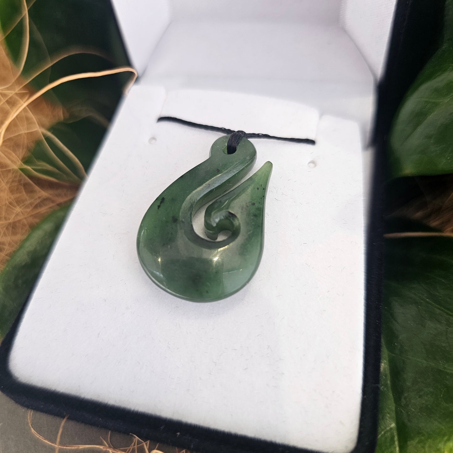 Greenstone Hei Matau (Fish Hook) Pendant