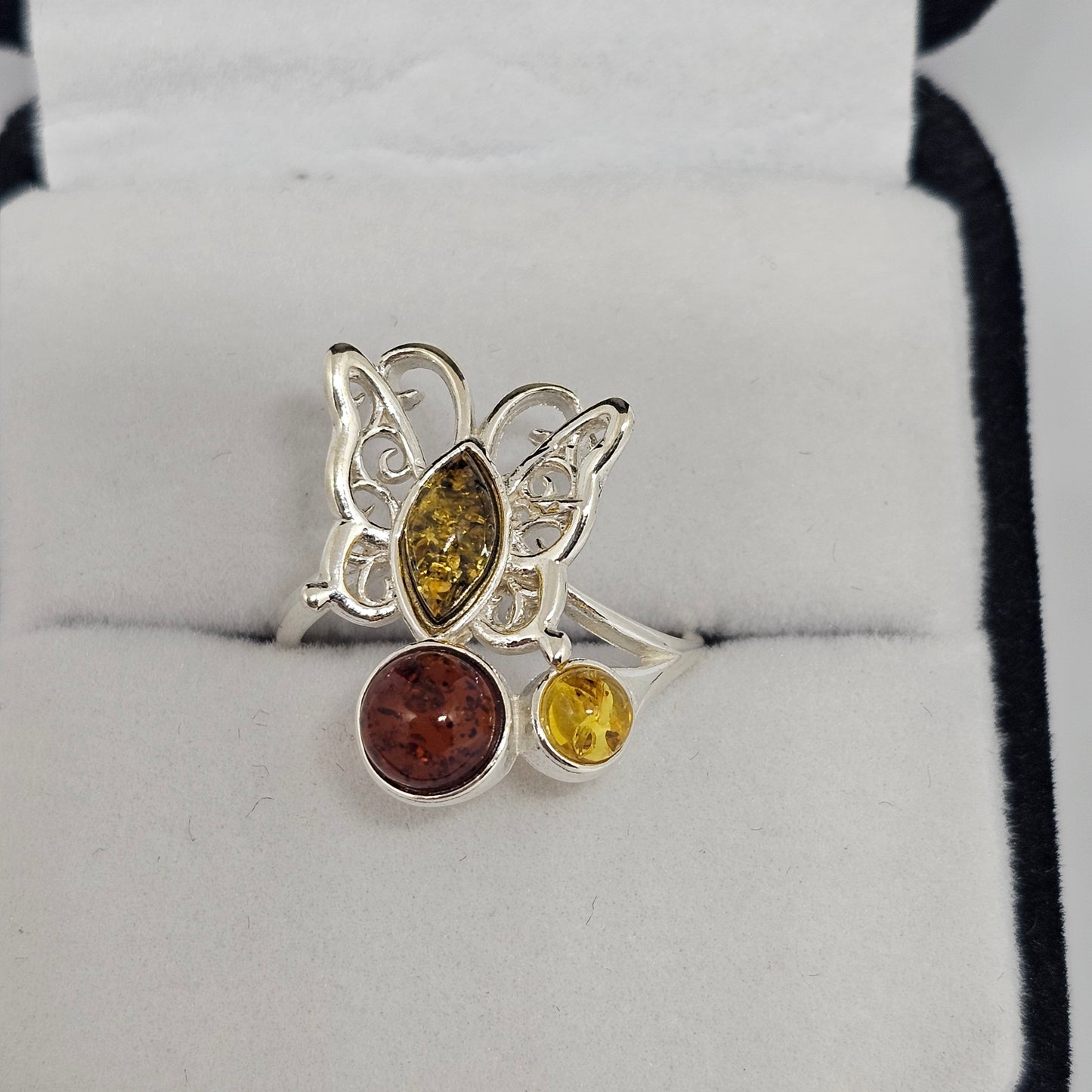 Amber Butterfly Ring - Rivendell Shop