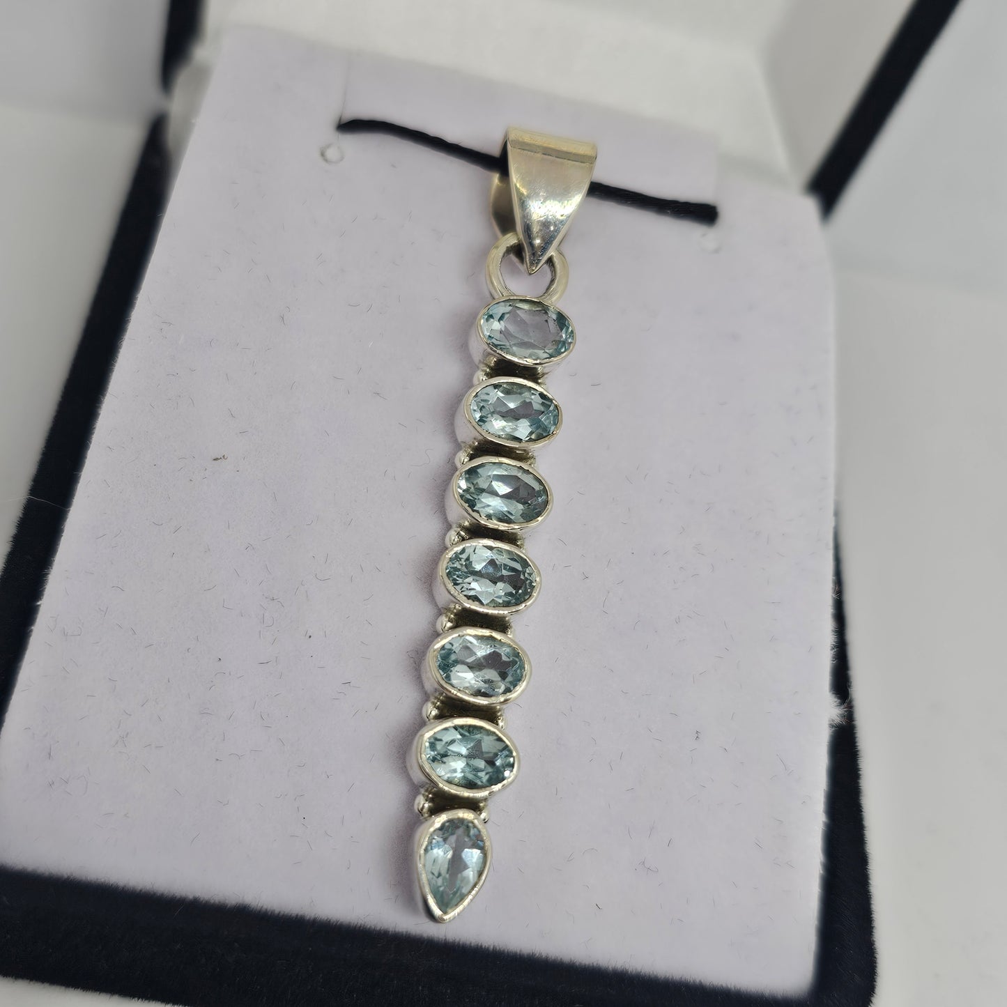 Blue Topaz Sterling Silver Pendant - Rivendell Shop