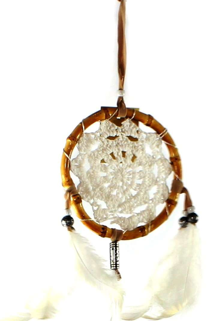 Dreamcatcher Crochet Bamboo White 12cm