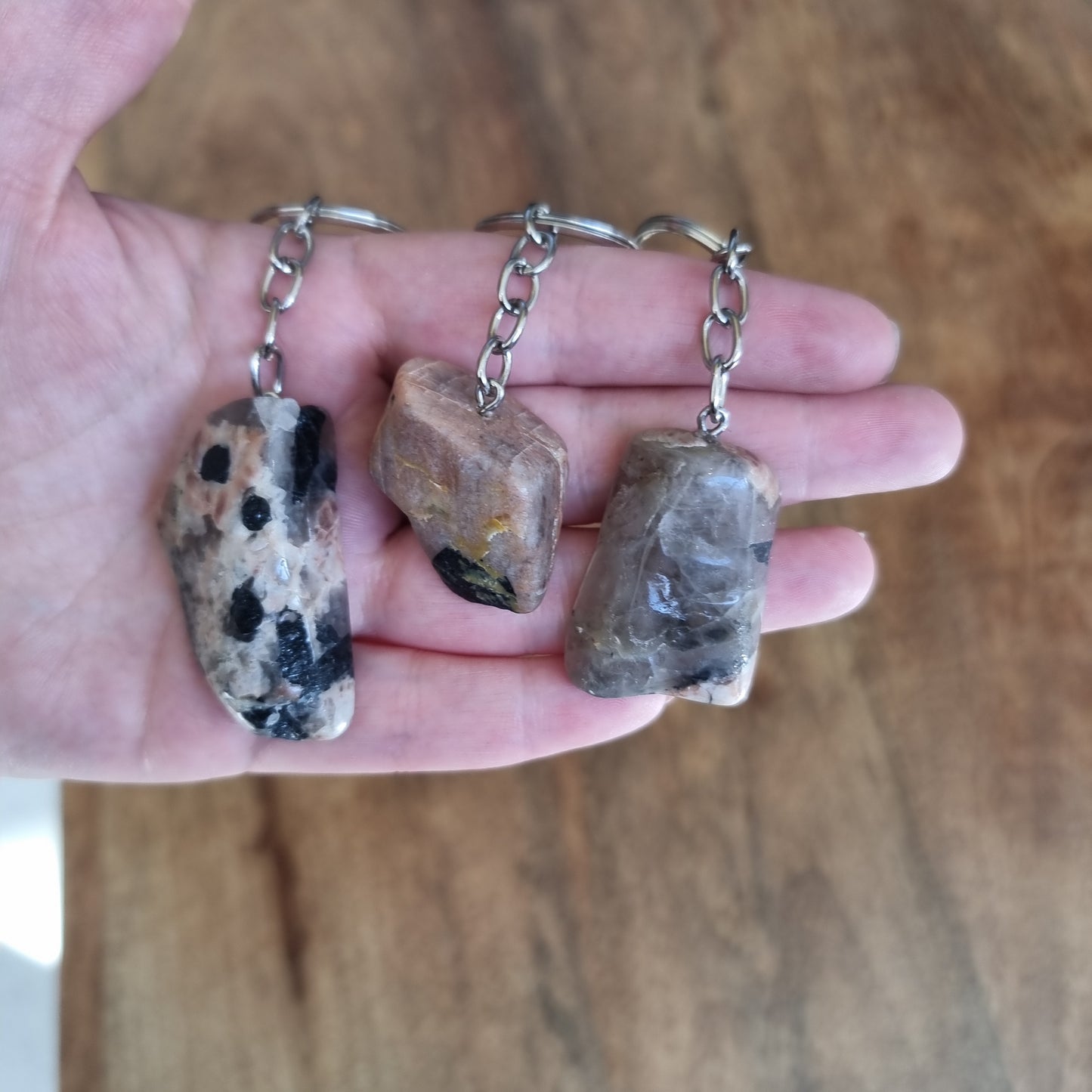 Peach moonstone keychain - ASSORTED - Rivendell Shop