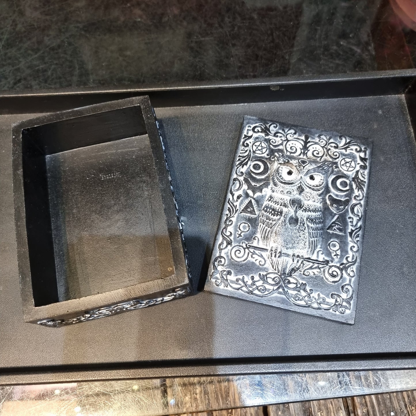 Owl trinket box black - Rivendell Shop