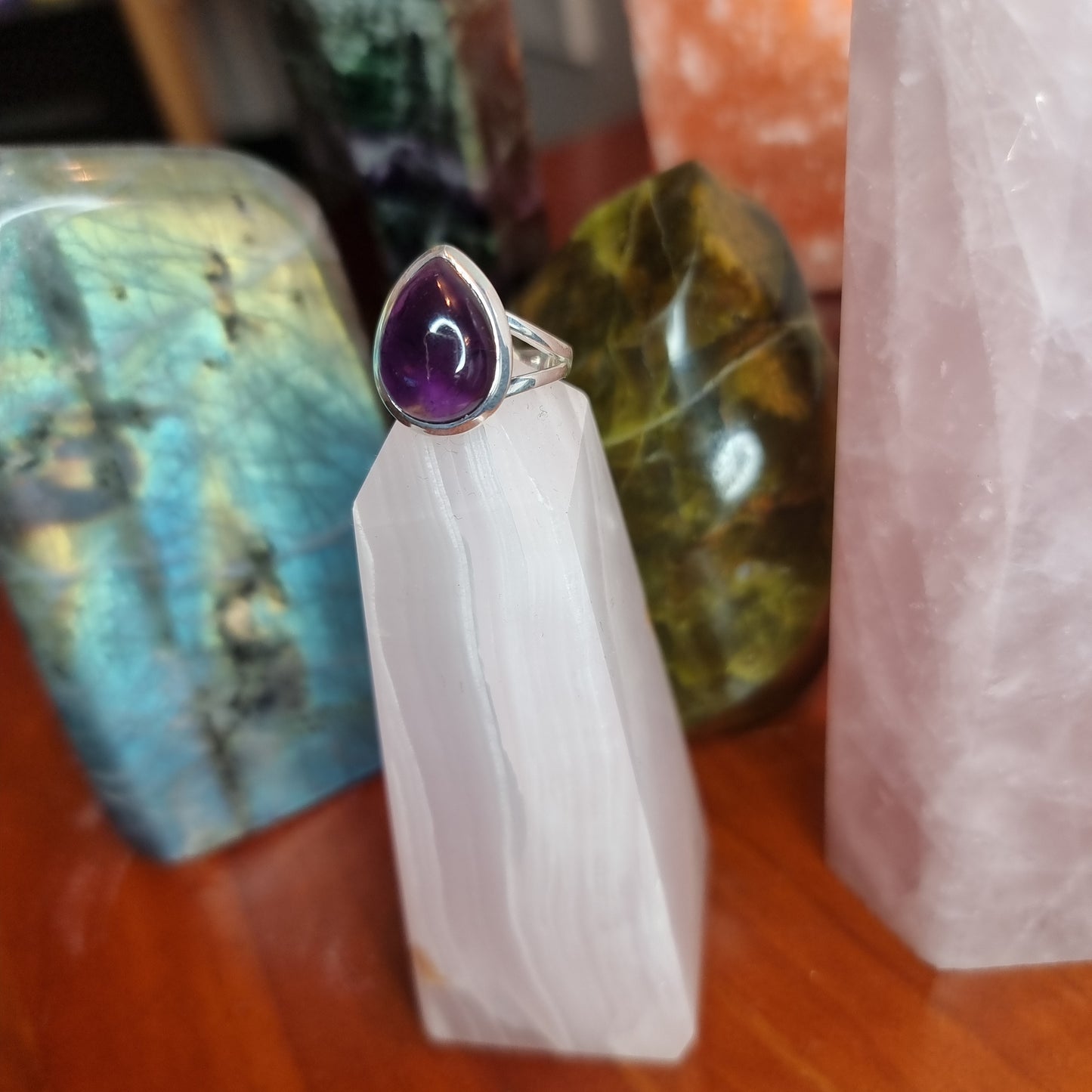 Amethyst ring - tear drop - Rivendell Shop