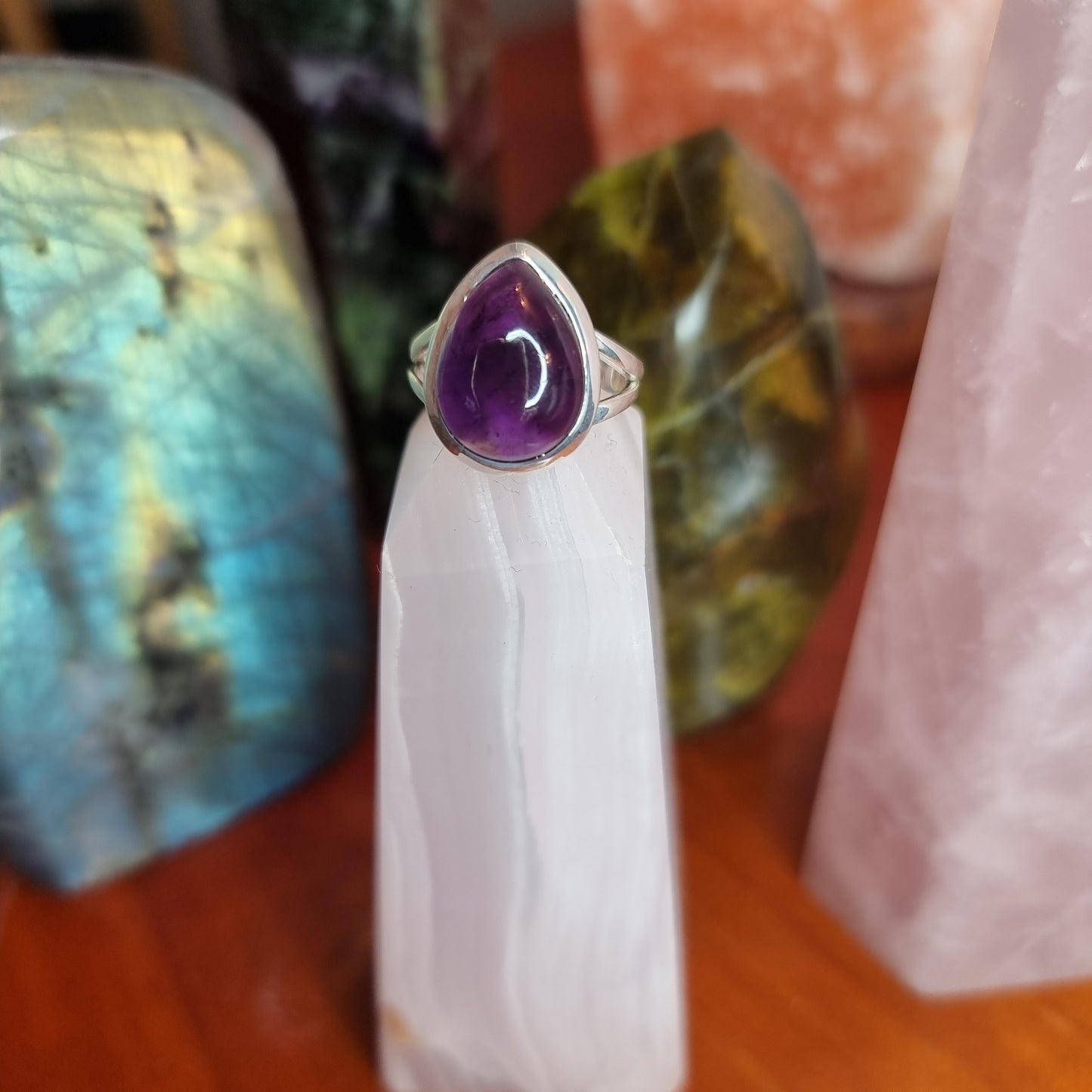 Amethyst ring - tear drop - Rivendell Shop