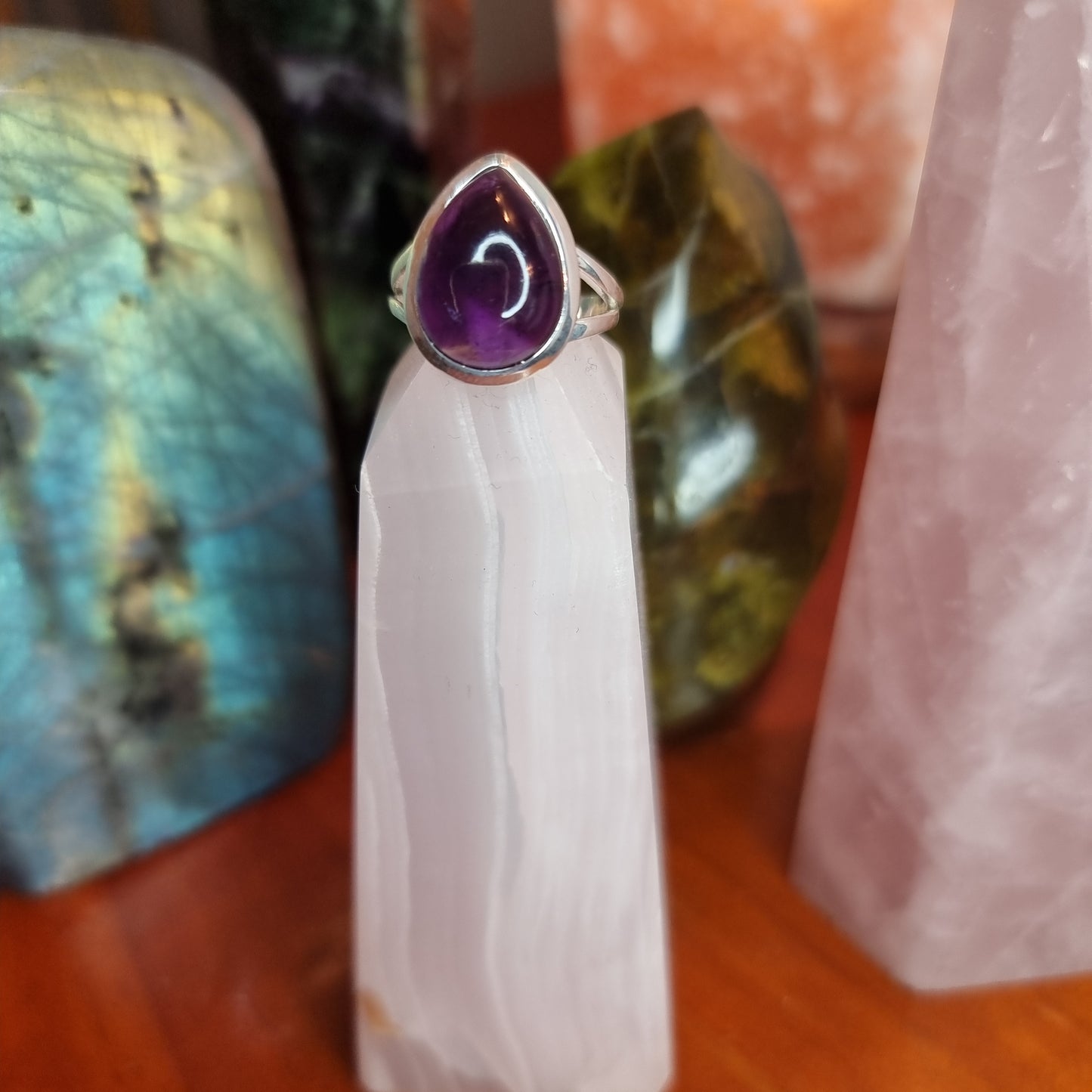 Amethyst ring - tear drop - Rivendell Shop