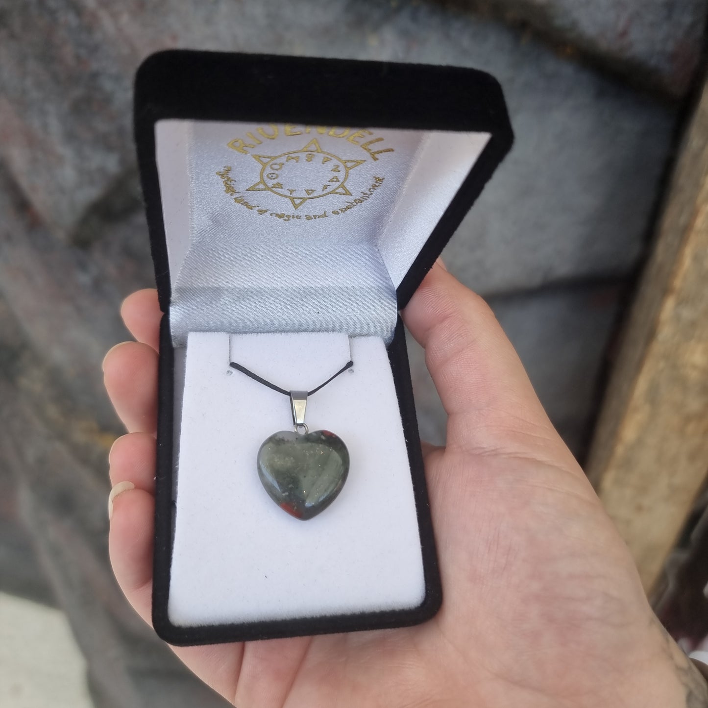Bloodstone heart pendant - Rivendell Shop