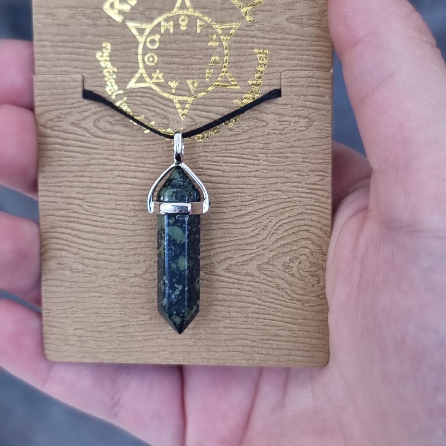 Kambaba jasper pendant on card - Rivendell Shop