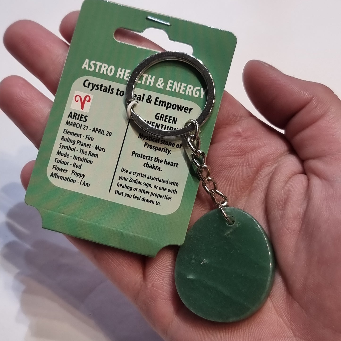 Green aventurine zodiac keychain - Rivendell Shop