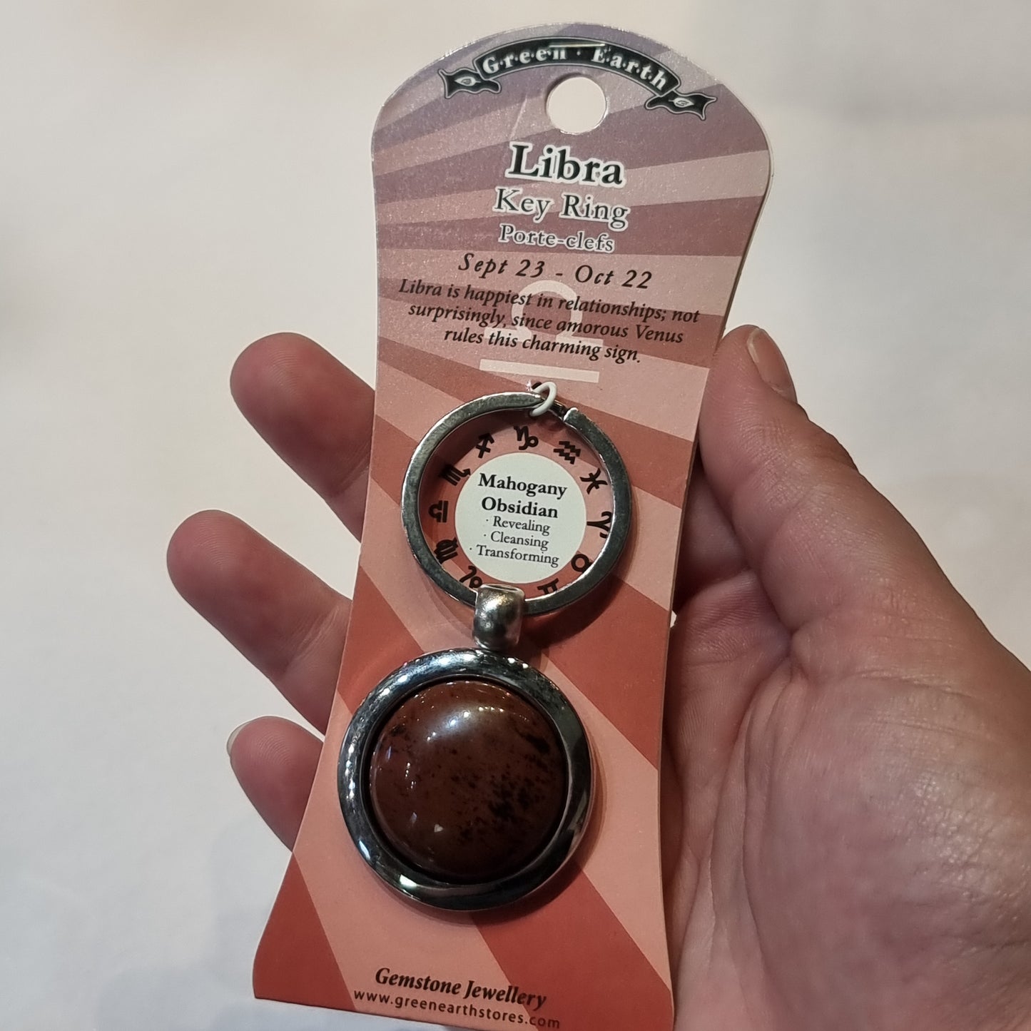 Mahogany obsidian zodiac keychain - Rivendell Shop