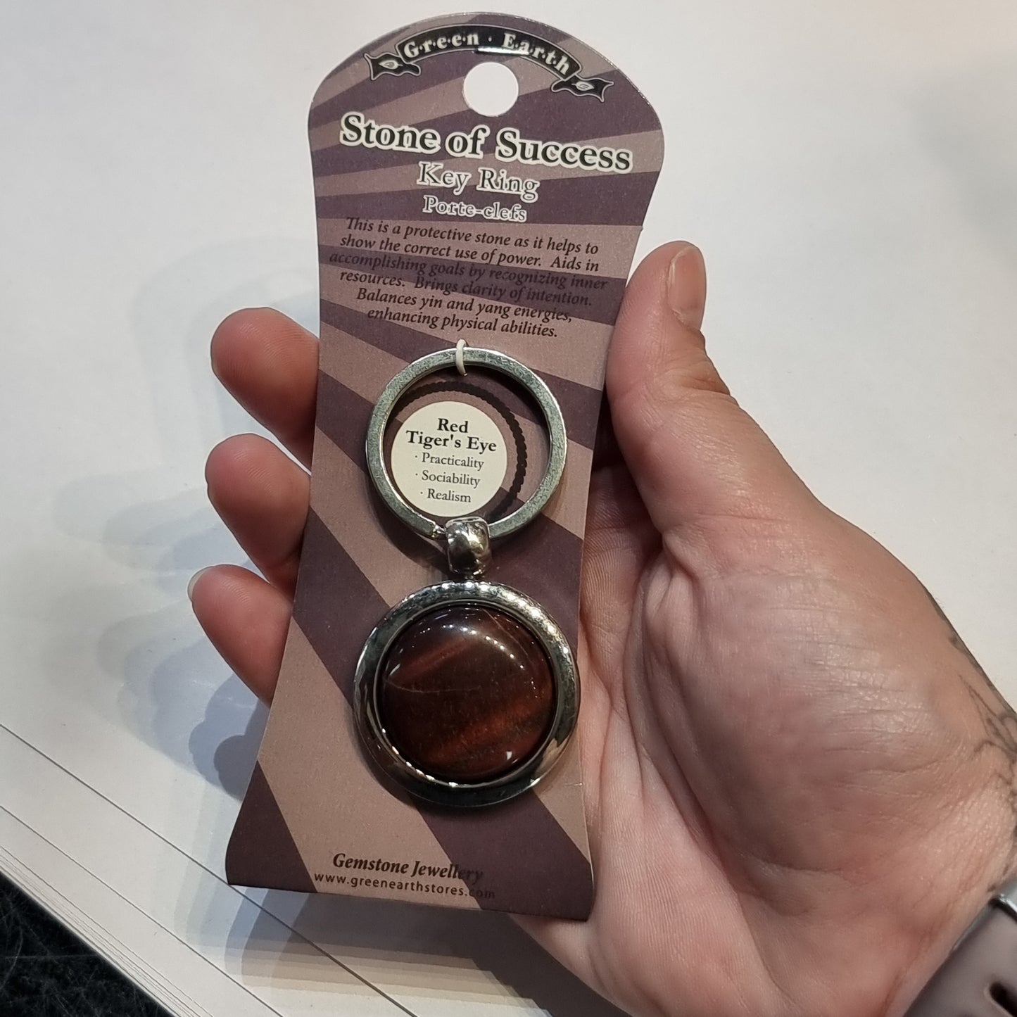 Red tigers eye key chain - Rivendell Shop