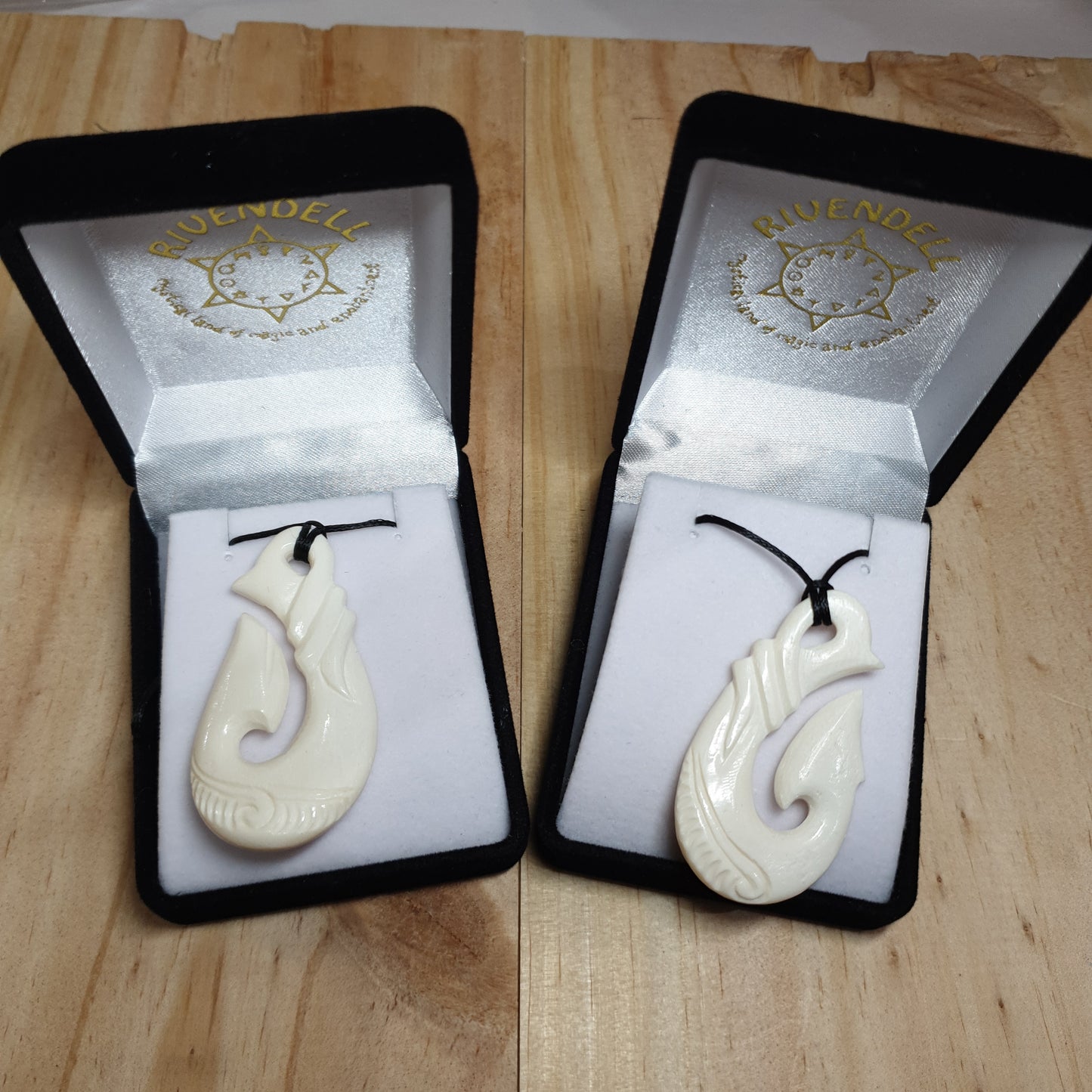 Handcarved Bone Fish Hook Pendant - Hei Matau - Rivendell Shop