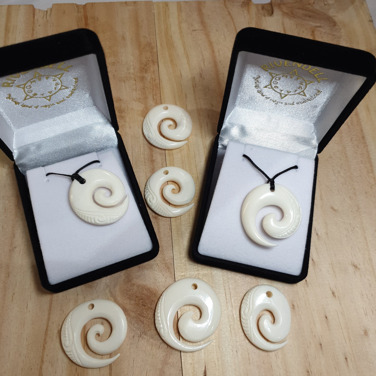 Handcarved Bone Koru Pendant - Rivendell Shop