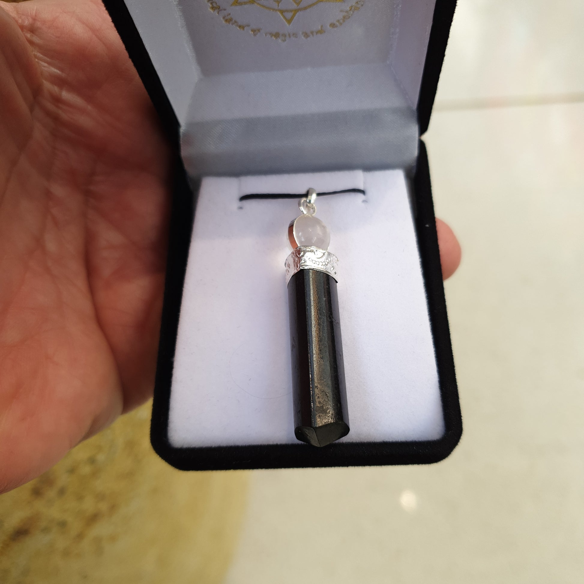 Black Tourmaline with clear quartz point pendant - Rivendell Shop