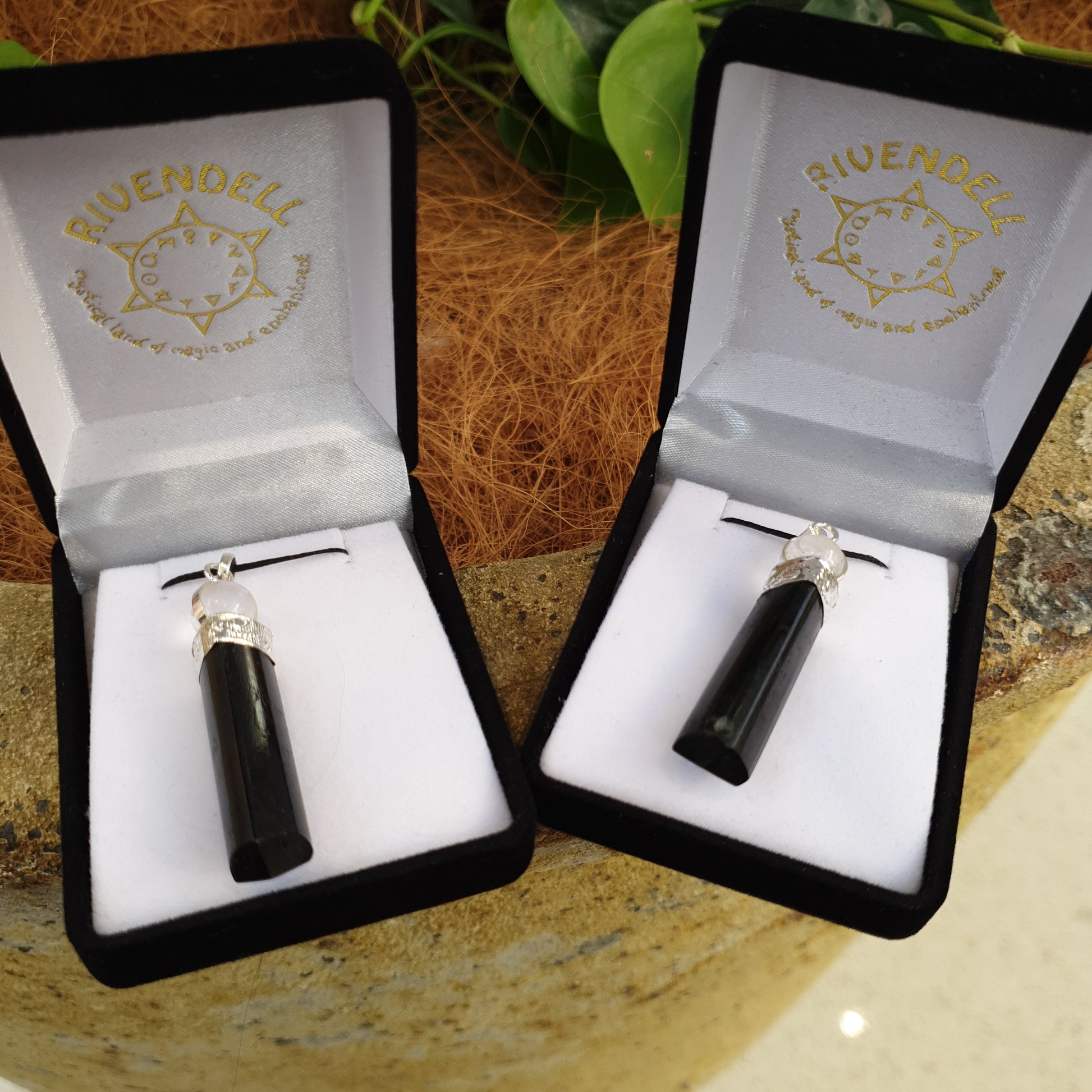 Black Tourmaline with clear quartz point pendant - Rivendell Shop