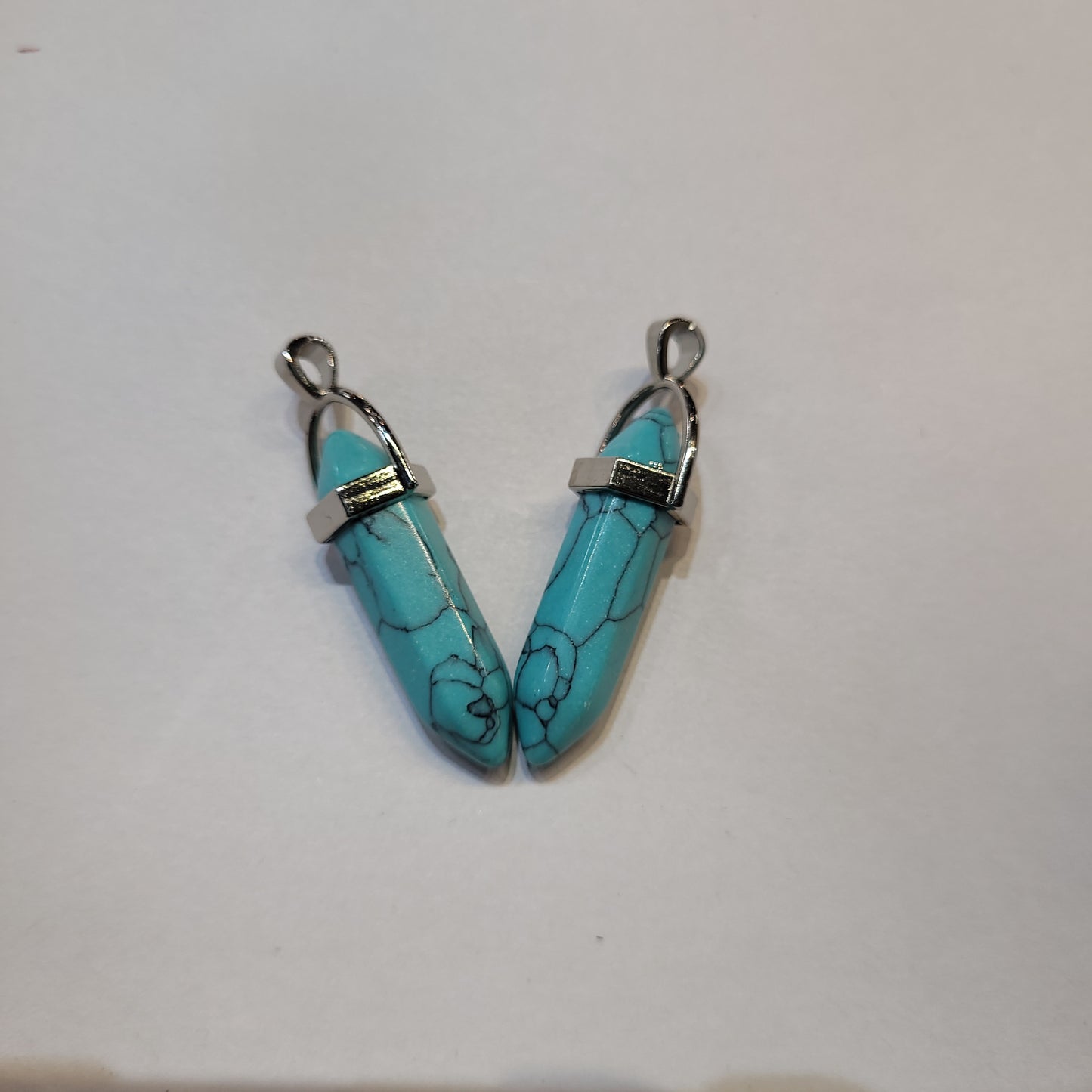 Turquoise Howlite Crystal Point Pendant on Card - Rivendell Shop