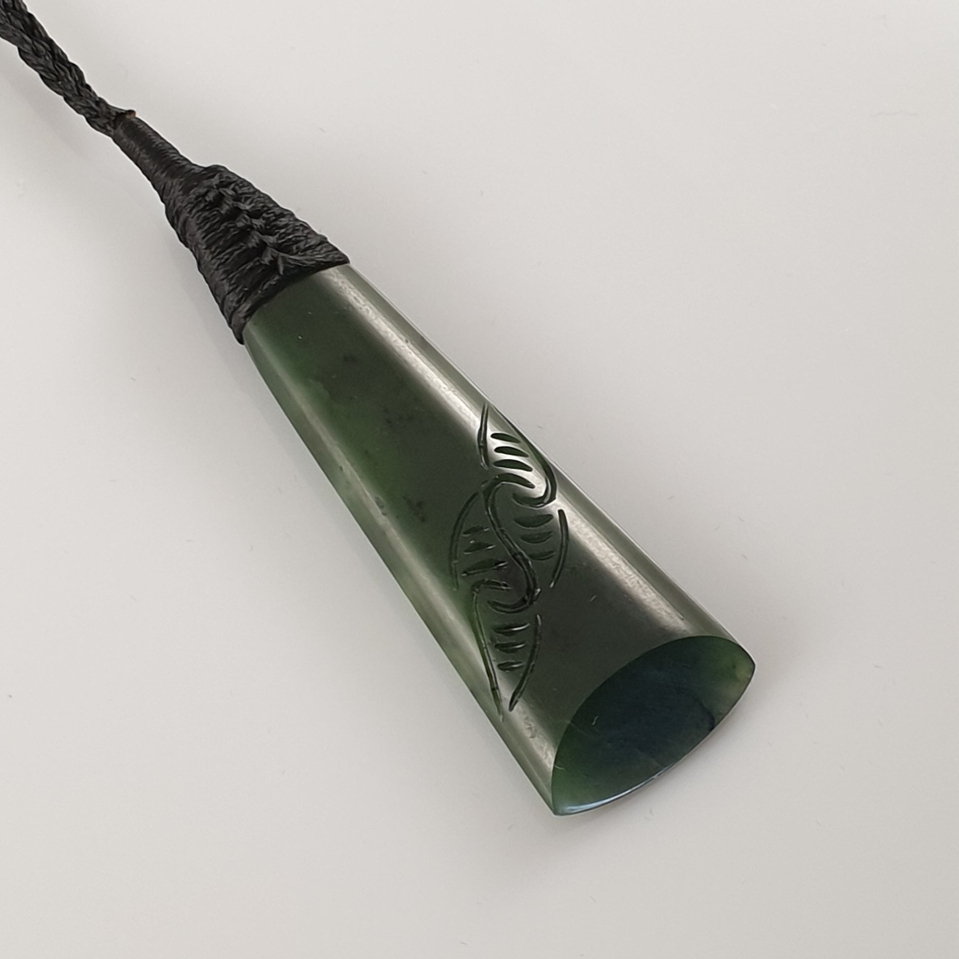Greenstone Toki Pendant 65x20mm with Whale Carving Detail - Rivendell Shop
