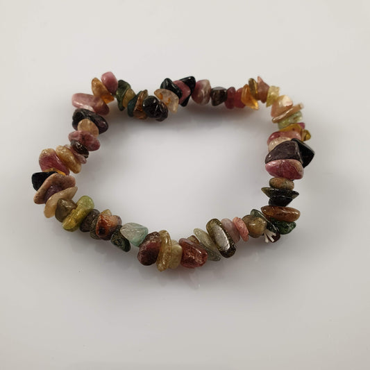 Watermelon Tourmaline Chip Crystal Bracelet - Rivendell Shop