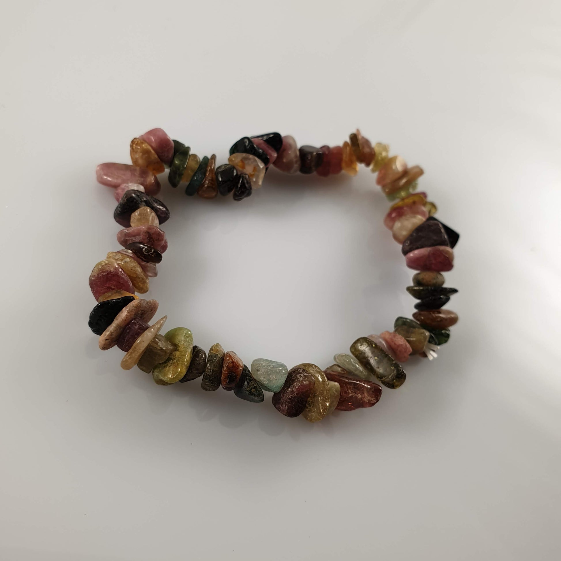 Watermelon Tourmaline Chip Crystal Bracelet - Rivendell Shop