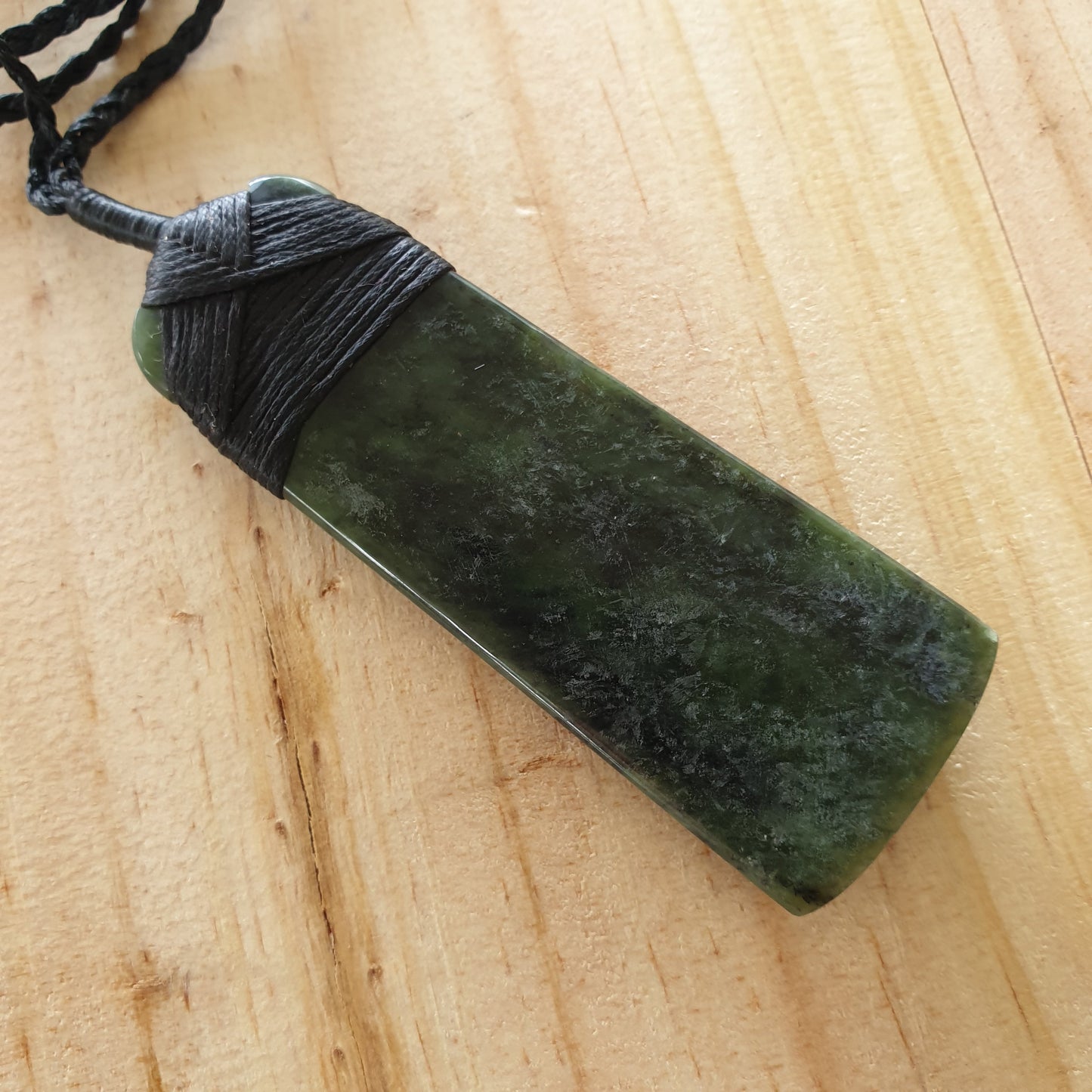 Large Greenstone Pendant 80x27mm with Heart carved - Rivendell Shop
