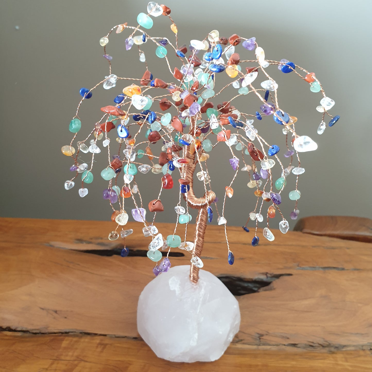 Mix Crystal Tree on Rose quartz Base - Rivendell Shop