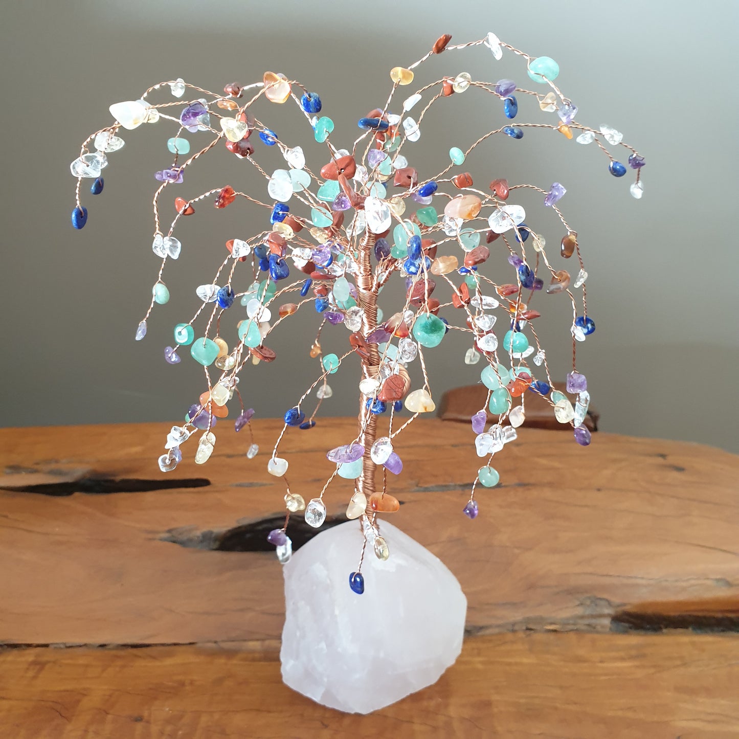 Mix Crystal Tree on Rose quartz Base - Rivendell Shop