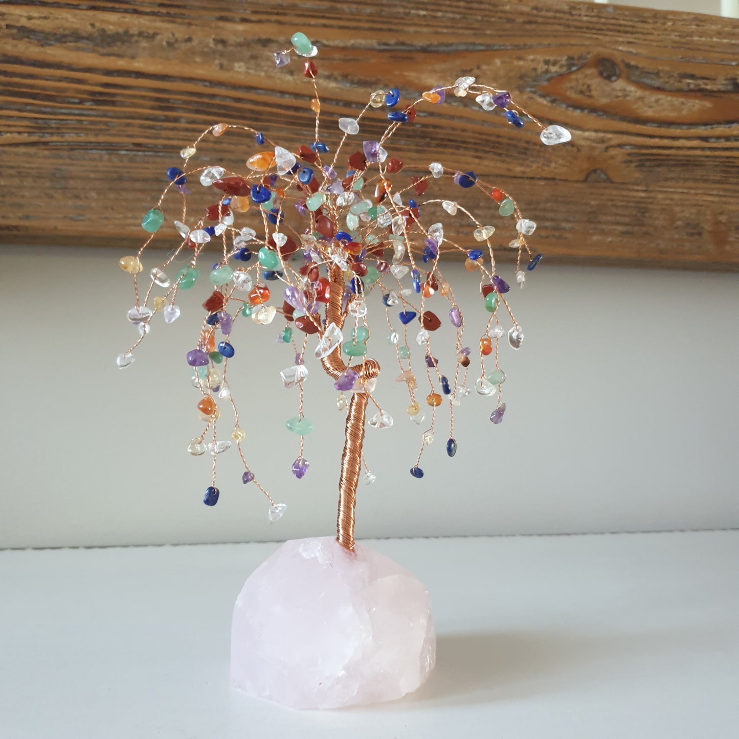 Mix Crystal Tree on Rose quartz Base - Rivendell Shop