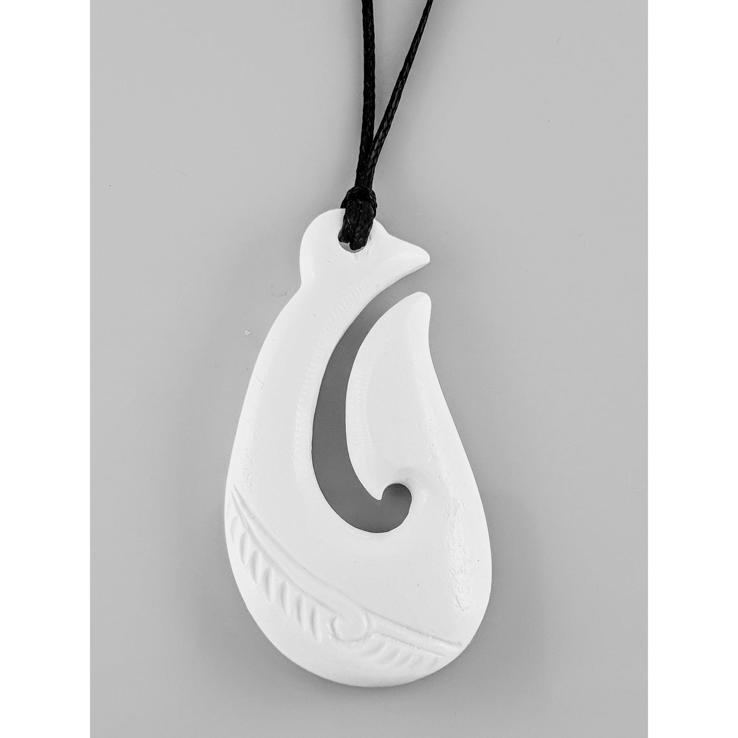 Handcarved Fish Hook Bone Carving Pendant - Hei Matau - Rivendell Shop