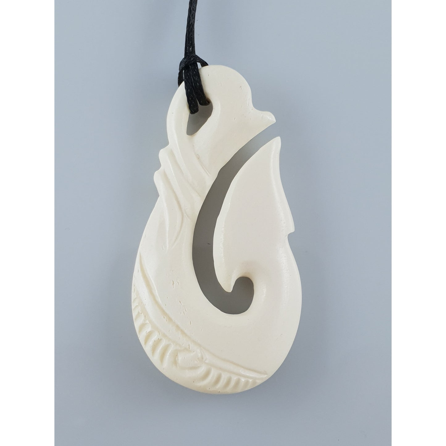 Handcarved Bone Fish Hook Pendant - Hei Matau - Rivendell Shop
