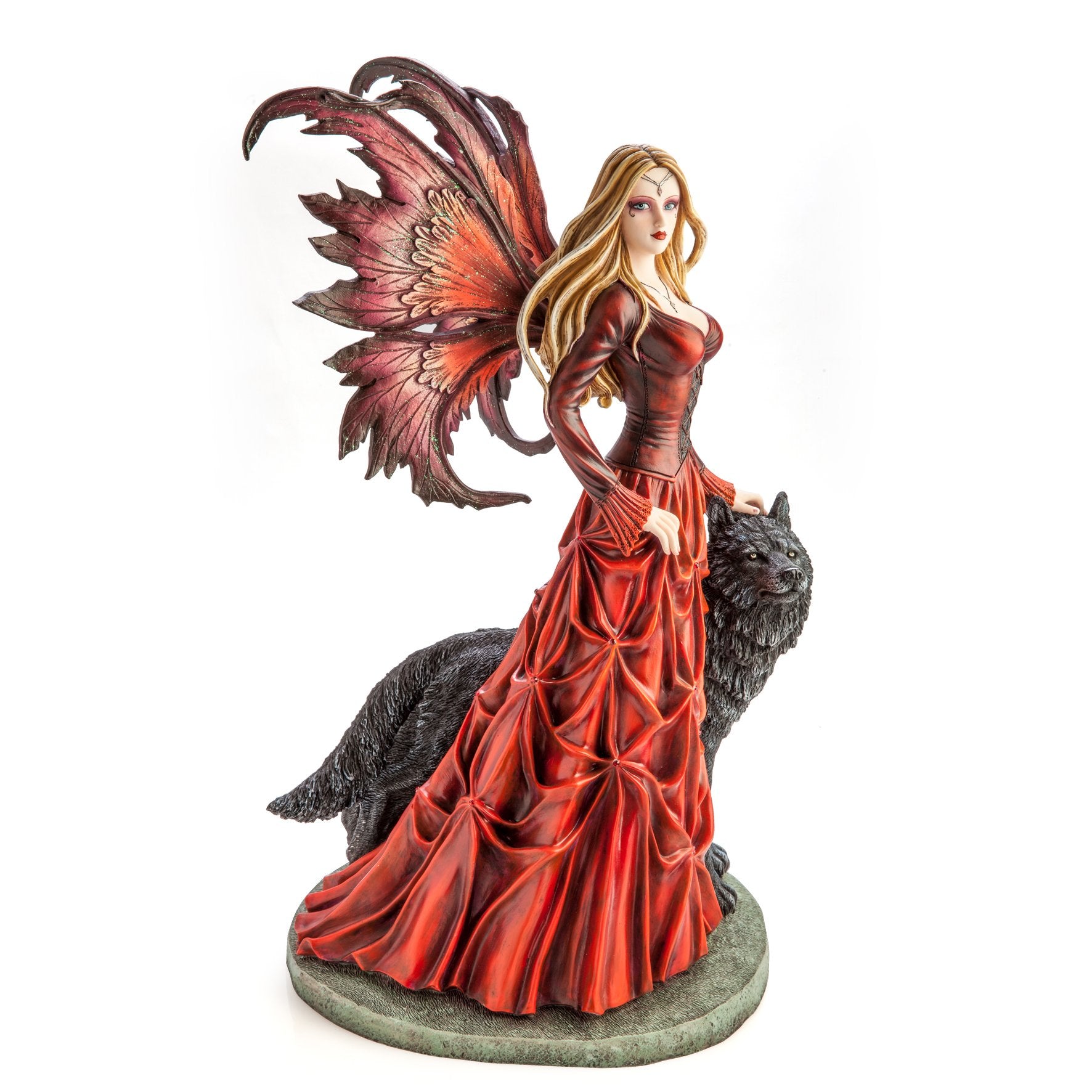 Large Red Fairy Princess with Black Wolf - Rivendell Shop