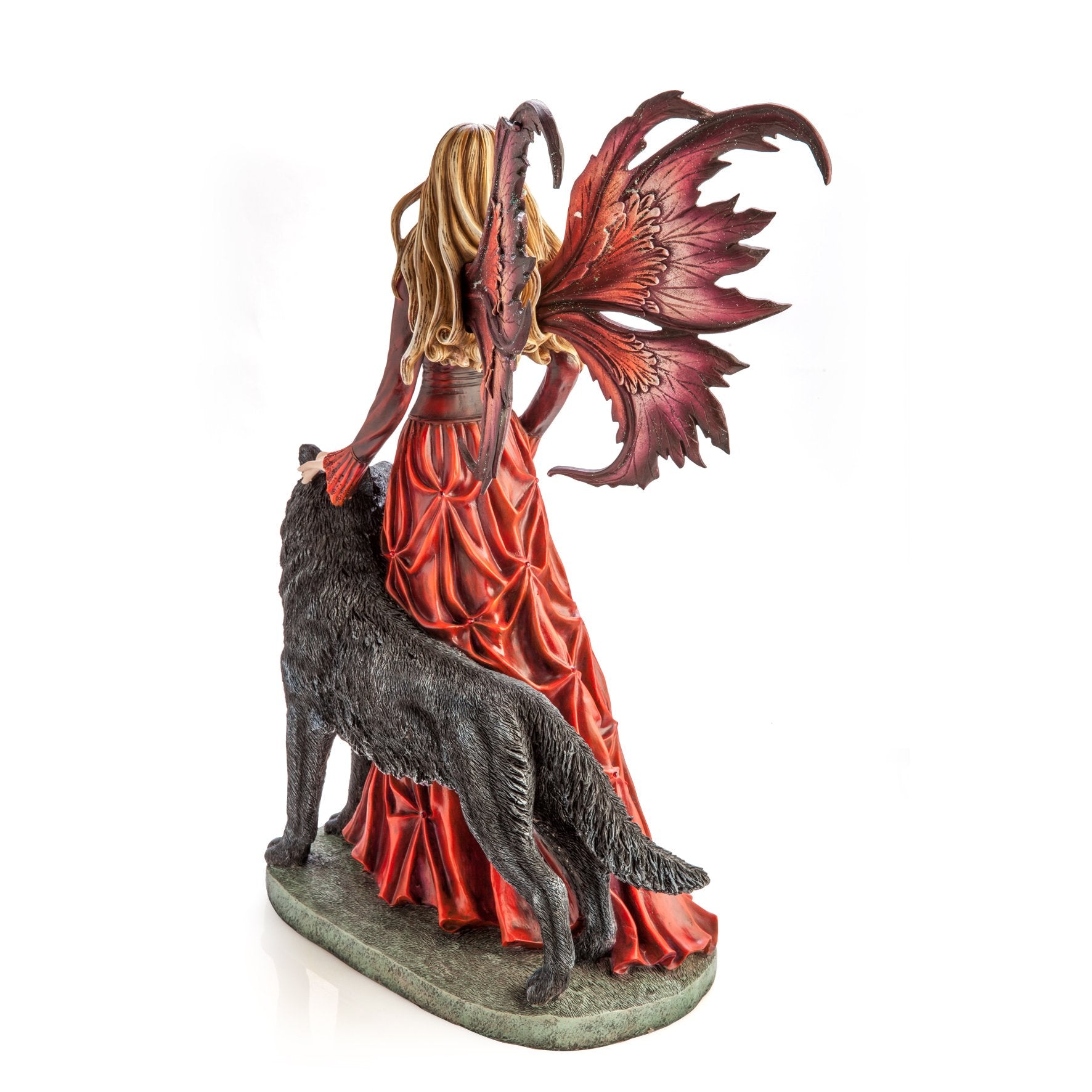 Large Red Fairy Princess with Black Wolf - Rivendell Shop