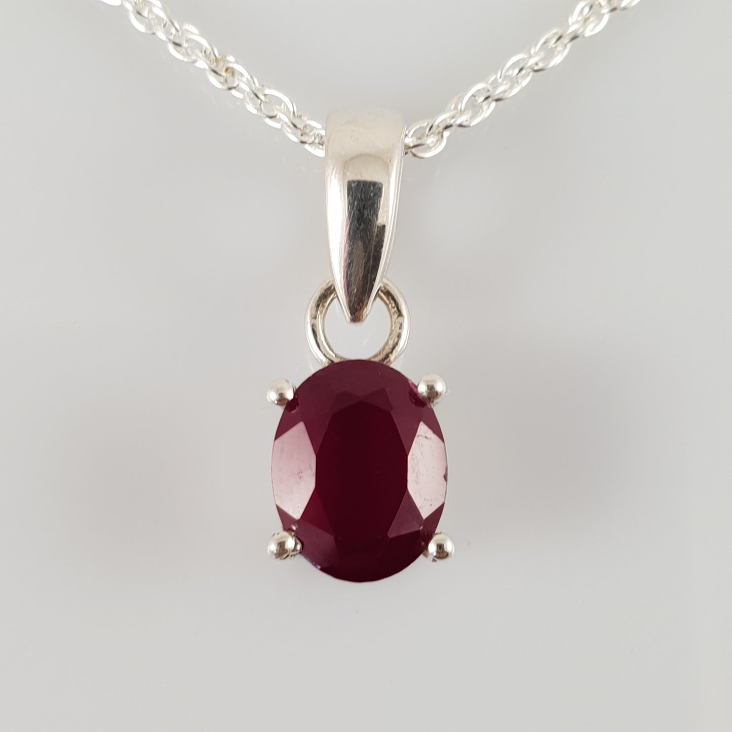 Oval Ruby 925 Stirling Silver Pendant - Rivendell Shop