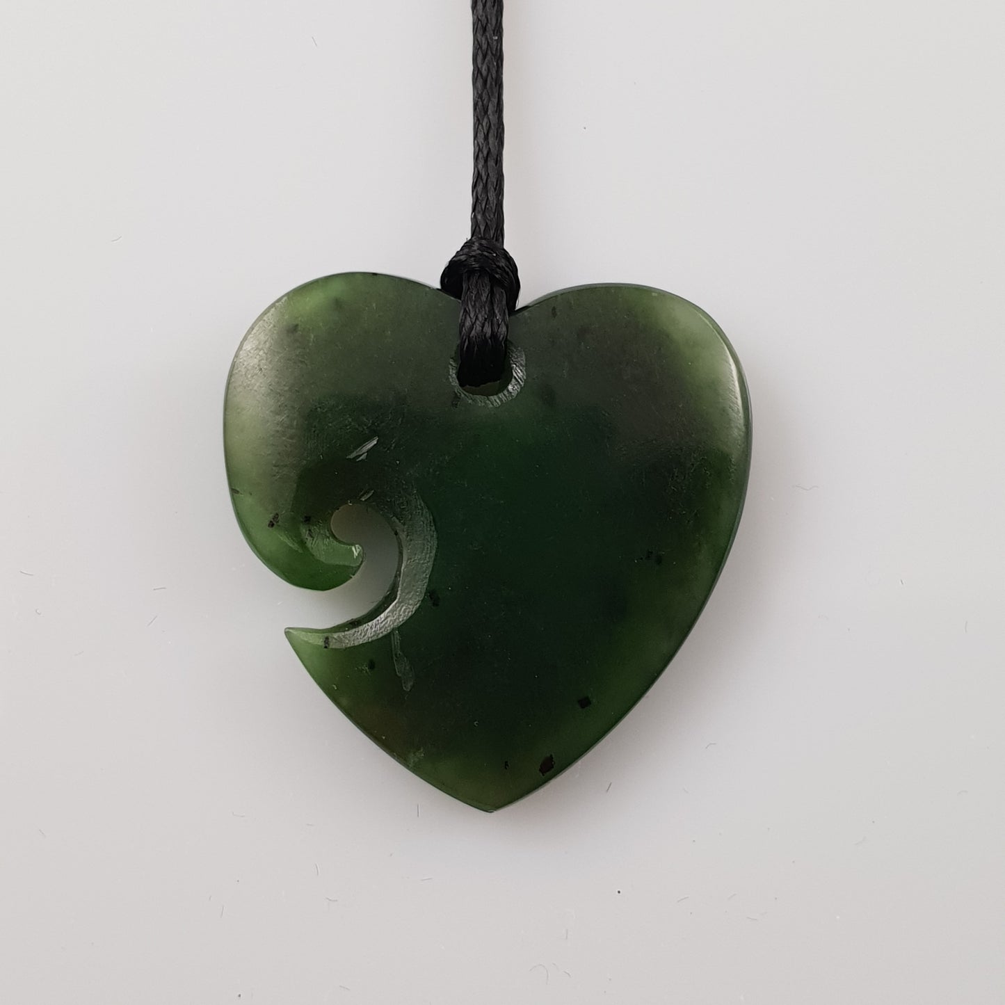 Heart Greenstone Pendant with Koru indentation - Rivendell Shop