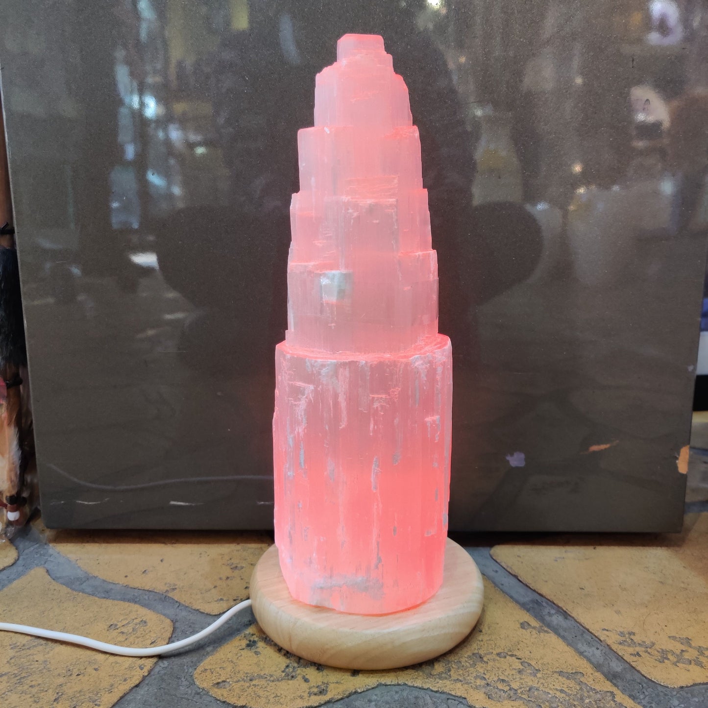 Large 30cm Selenite LED Lamp with Mood Change Lighting - Rivendell Shop