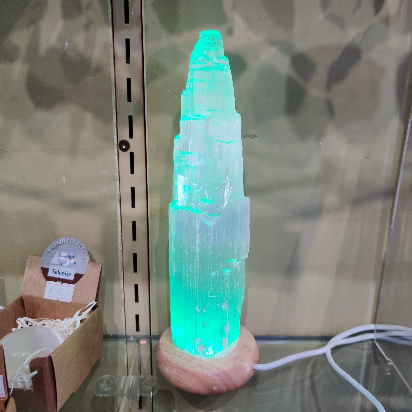 Mini 20 x 5 cm Selenite LED Lamp with Mood Change Lighting - Rivendell Shop