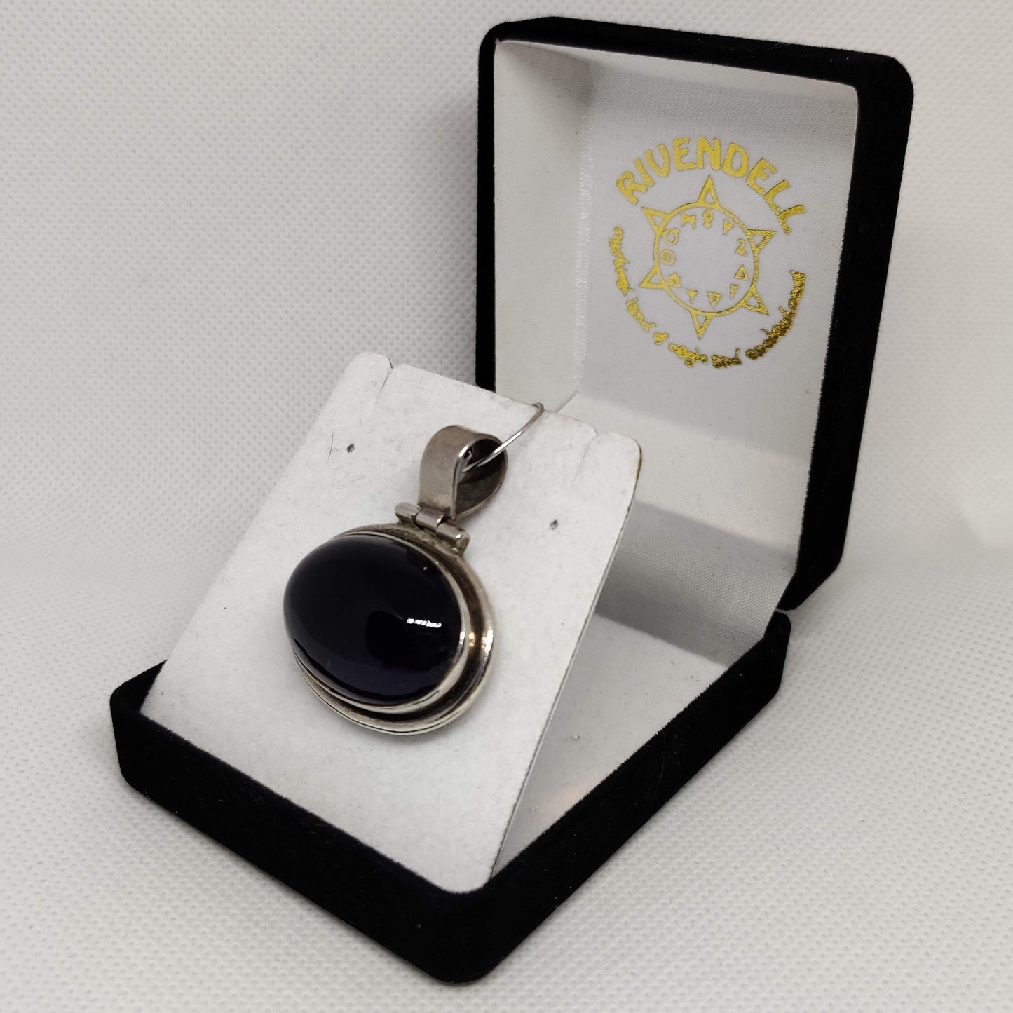 Wide Oval Amethyst 925 Sterling Silver Pendant - Rivendell Shop