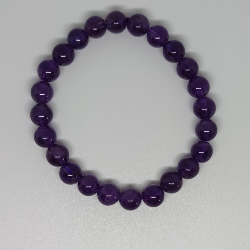 Amethyst Round Bead Crystal Bracelet - Rivendell Shop