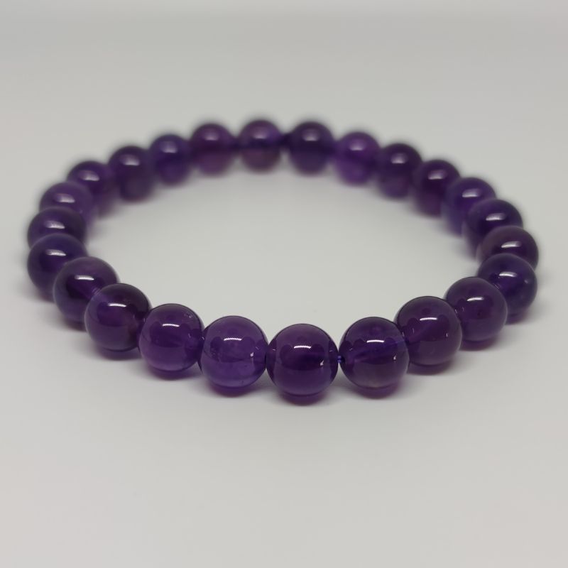 Amethyst Round Bead Crystal Bracelet - Rivendell Shop