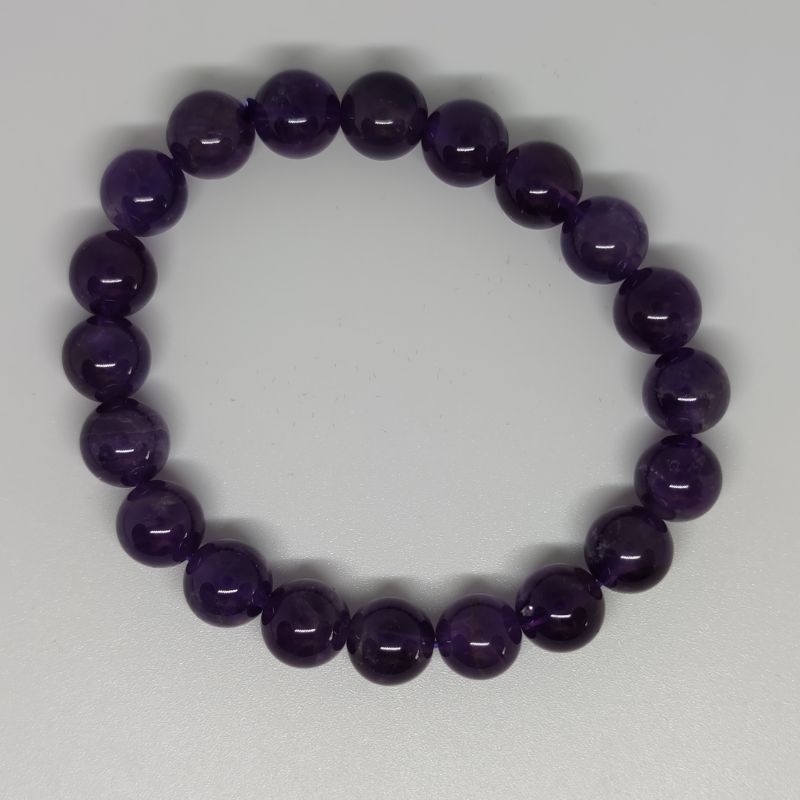 Amethyst Round Bead Crystal Bracelet - Rivendell Shop