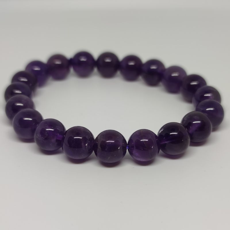 Amethyst Round Bead Crystal Bracelet - Rivendell Shop