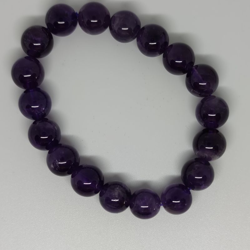 Amethyst Round Bead Crystal Bracelet - Rivendell Shop