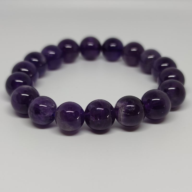 Amethyst Round Bead Crystal Bracelet - Rivendell Shop