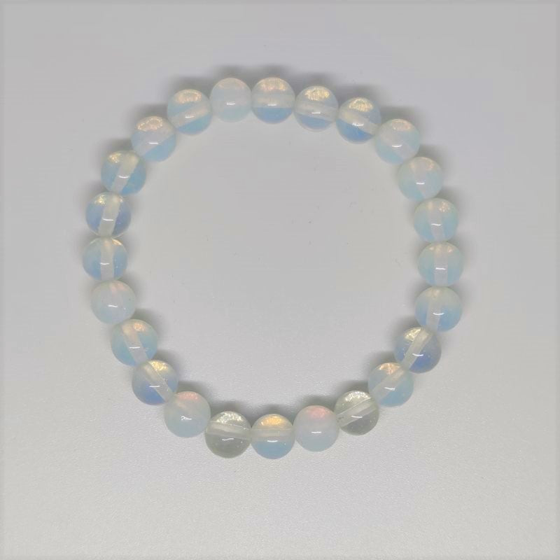 Opalite Round Bead Crystal Bracelet - Rivendell Shop