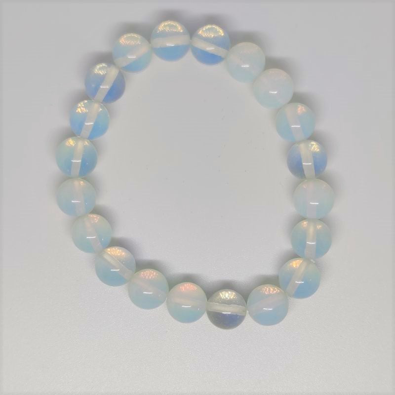 Opalite Round Bead Crystal Bracelet - Rivendell Shop