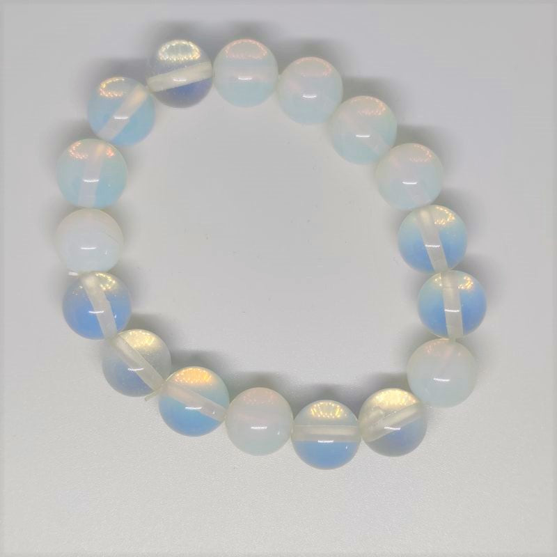 Opalite Round Bead Crystal Bracelet - Rivendell Shop