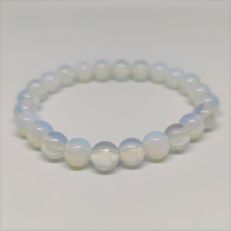 Opalite Round Bead Crystal Bracelet - Rivendell Shop