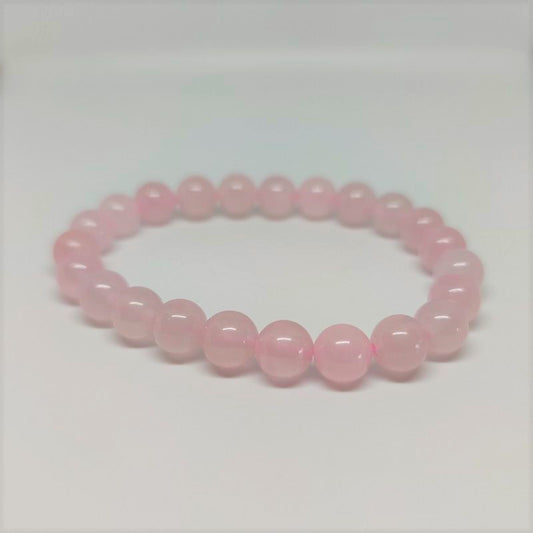 Rose Quartz Round Bead Crystal Bracelet - Rivendell Shop