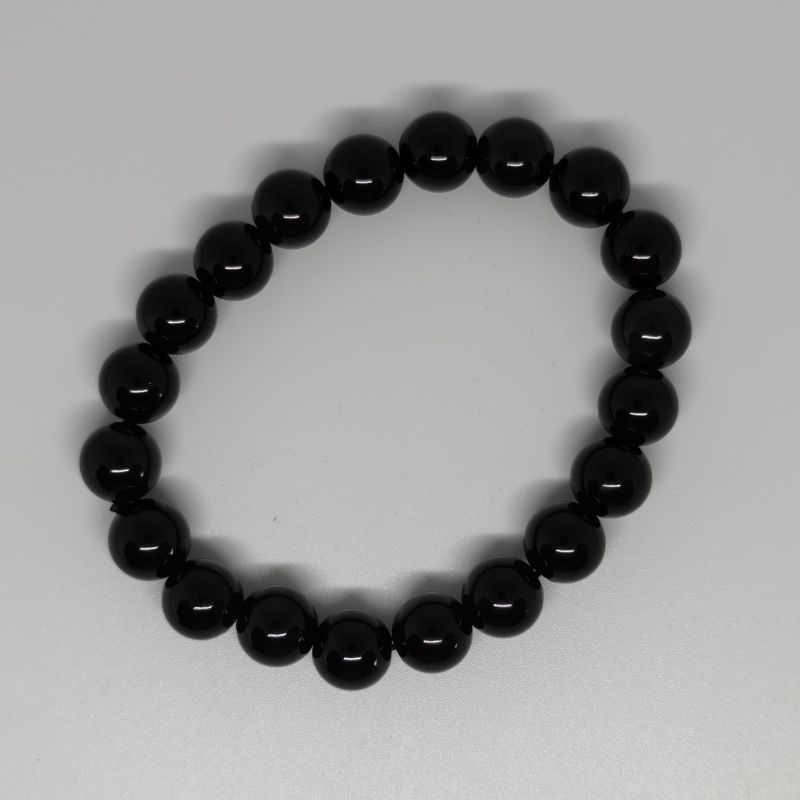 Black Obsidian Round Bead Crystal Bracelet - Rivendell Shop