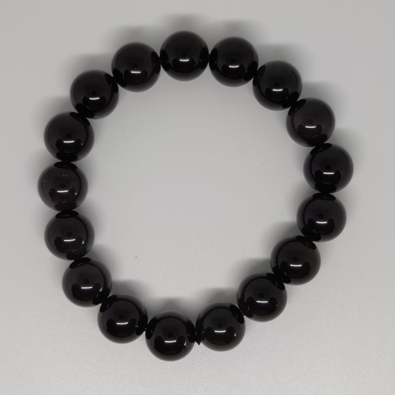 Black Obsidian Round Bead Crystal Bracelet - Rivendell Shop