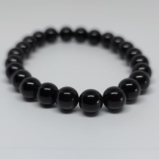 Black Obsidian Round Bead Crystal Bracelet - Rivendell Shop